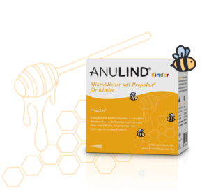 Anulind Mikroklistier für Kinder, Verpackung mit Bienenmotiv.