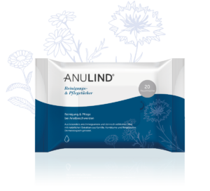 Anulind Reinigungstücher für die Pflege bei Analbeschwerden, geeignet für Hämorrhoiden.
